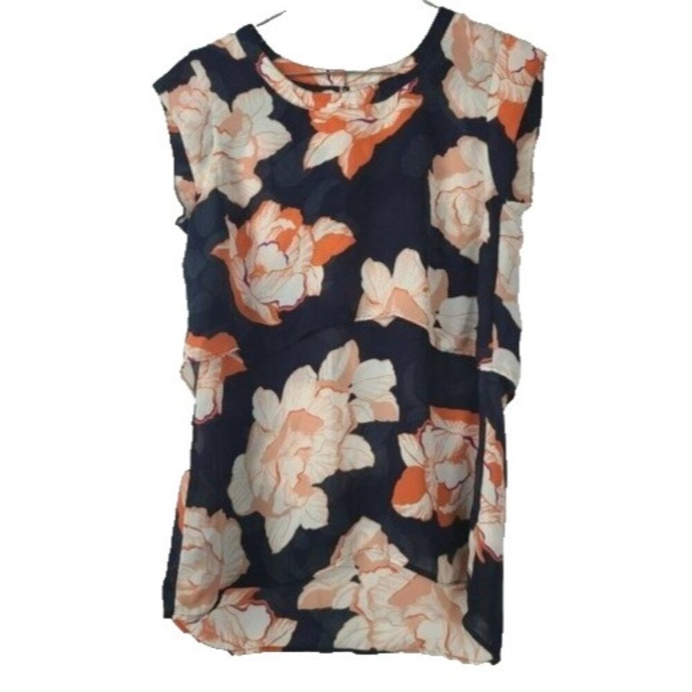 CAbi Womens Blossom Top XS Navy Floral Sleeveless Carrier Dark Romantic‎ # 5030